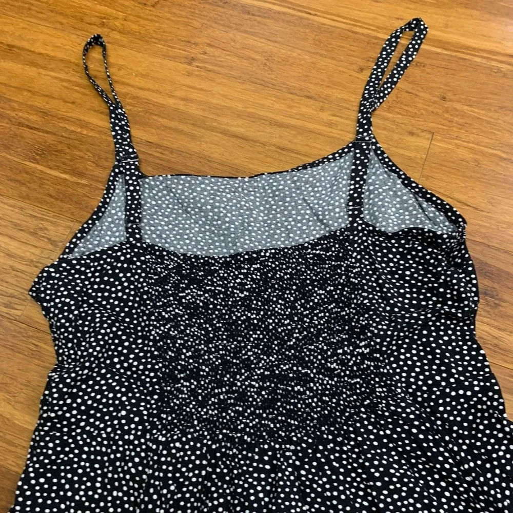 Gap Black White Polka Dot Smocked Bodice Spaghetti Strap Mini Dress Size Small‎